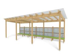 PERGOLA WITH BENCH ROOF AND LATHWALL