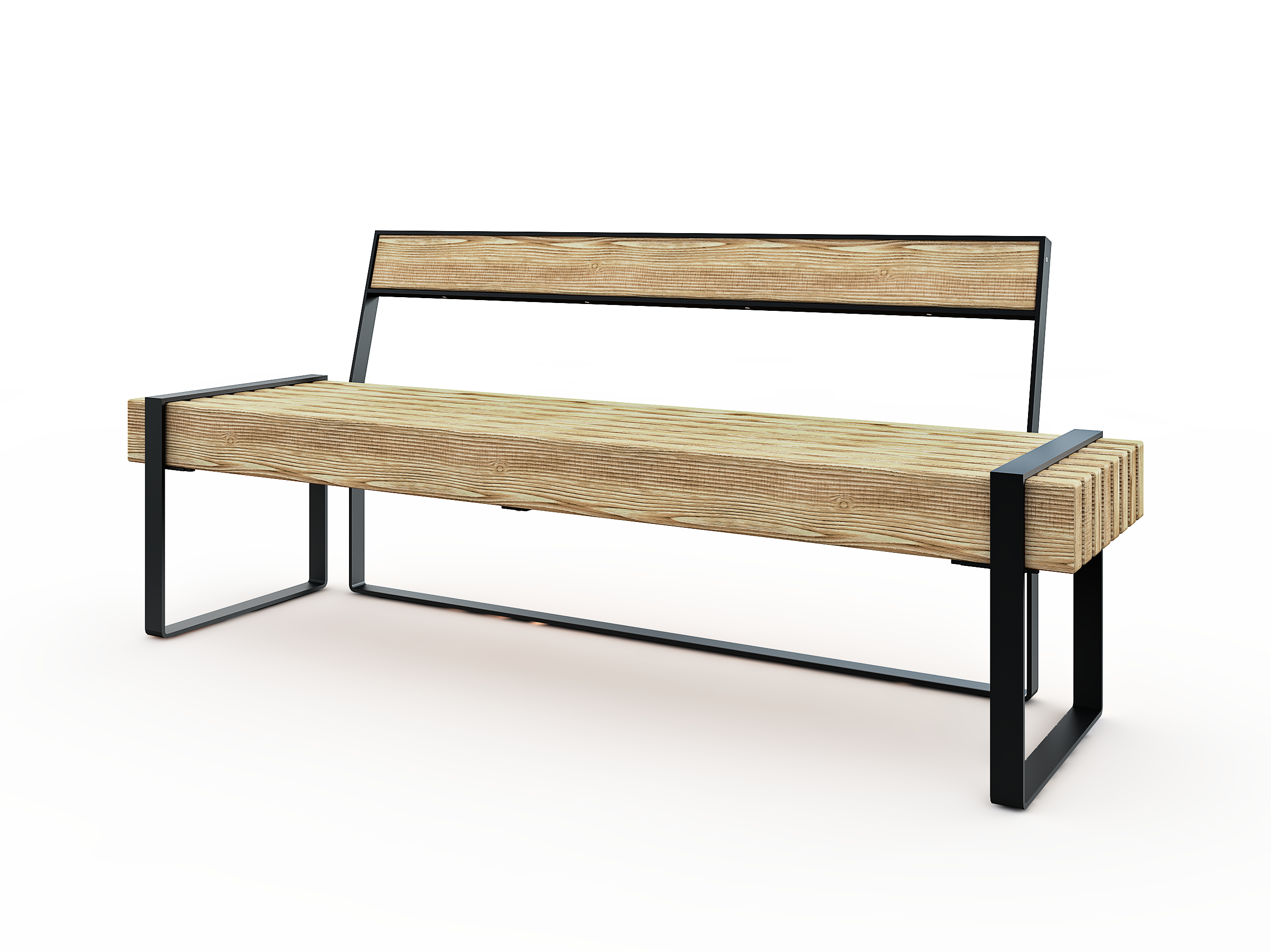 Bench 3-seater with back rest, no handrest